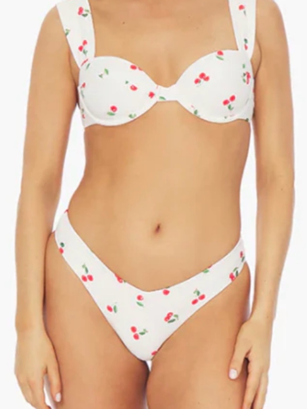 WeWoreWhat White Cherry-Print Bikini Top and Wrap Set
